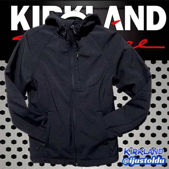 Kirkland Signature Fleece Lined Soft Shell Hooded Zip-Up Jacket, Black Woman's S - Picture 7 of 16